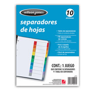 ACCO SEPARADOR CON 10 DIVISIONES S/NUMERACION TAM CARTA